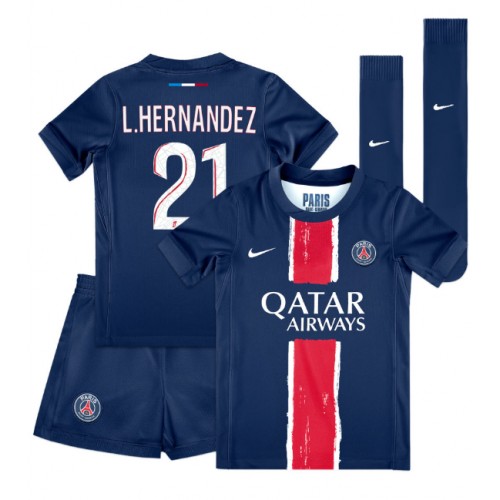 Fotbalové Dres Paris Saint-Germain Lucas Hernandez #21 Dětské Domácí 2024-25 Krátký Rukáv (+ trenýrky)